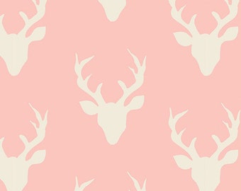 1 Yard Hello Bear, Buck Forest Pink, Bonnie Christine for Art Gallery Fabrics, Pink Deer Fabric, Pink Woodland Fabric