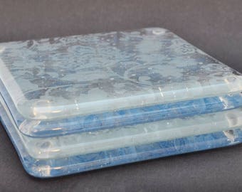 Blue and white floral coasters - set of 4