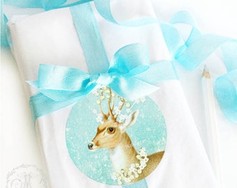 Deer stickers, reindeer, Christmas holiday gift wrap, planner, diary stickers, set of 4