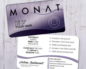 Monat Business Cards - Silver Purple Design with White Back - Durable 16pt - Rich Matte Finish -PRINTED and SHIPPED directly to YOU!