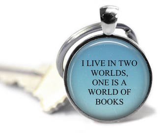 World of Books, Book Lovers Keychain, Gilmore Girls, Literary Jewelry, Literary Gift, Librarian Gift, English Teacher Gift, Gift For Readers
