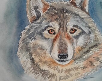Wolf, original watercolor painting
