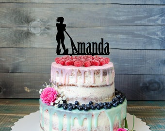 Water skiing cake Topper, Customizable birthday cake topper, party decorations, birthday decorations, Cake topper with personalized name