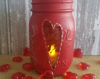 Pint size Mason jar with heart