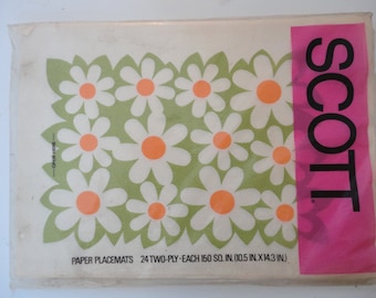 Vintage Unopened Daisy Scott Paper Placemats for Your Summer Entertainment Flower Power 24 2 Ply Paper Placemats Orange Daisy