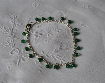 Green, onyx, bracelet, made in Italy, gemstones, 925 sterling silver chain