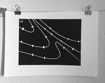 Small galactic dust lino print