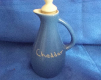 Blue Devon Ware Pottery Chedder Oil/Vinegar Pourer