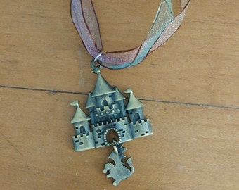 Dragon guarded castle necklace