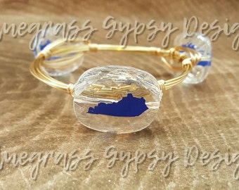 UK wire wrapped bracelet, Kentucky wire wrapped bracelet, blue kentucky, red kentucky, wire bangle, wire bracelet