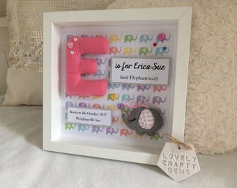 Elephant Children's Nursery, New Baby Gift, Baby Shower Gift, Name Frame, Elephant Decor