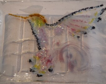Hummingbird soap dish, mother's day, nature gift, Bird dish, Birthday gift, gift for her, gift for him, fused glass soap dish, Hummingbird