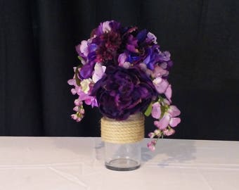 Rope-Wrapped Glass Vase // Wedding/Party Centerpiece // Home Decor // Nautical Centerpiece/Decor // Candleholder
