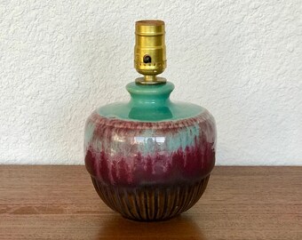 1920s Ceramic Drip Glaze Table Lamp | Studio Pottery Lighting