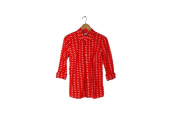 Red and White Teacup Blouse