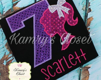 Doll Silhouette Appliqued Birthday Shirt