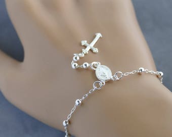 Sterling Silver Rosary Bracelet Best Religious Gift First Communion Confirmation Unique Craftsmanship