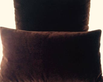 Throw Pillow Cover Chocolate Brown Velvet