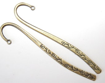 2 PCs bookmark blank / metal bookmark / roses / antique bronze tone / 122mm LZ11