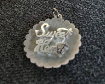 Sterling silver Sweet Heart charm, for traditional charm bracelet