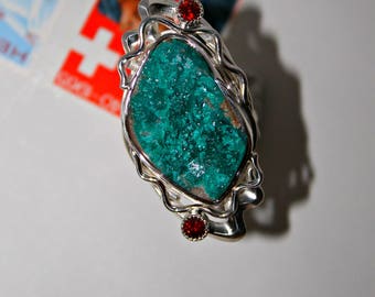 Dioptase Ring, 7,5 size, FREE SHIPPING