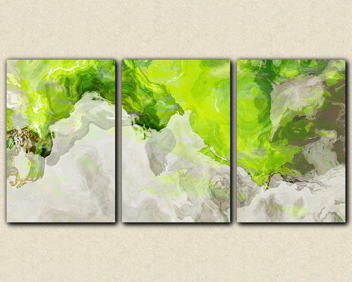 Triptych abstract giclee canvas print with gallery wrap 24x48