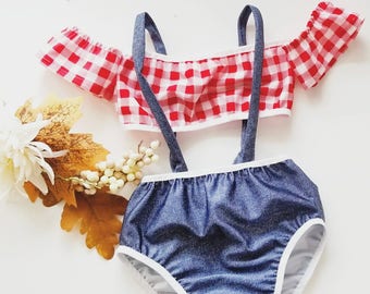 Miss Daisy Duke toddler bikini / swimwear /bathing suit/ baby swim suit/ beach glam/infant swimsuit/ beach wear/fancy swim suit/ baby bikini