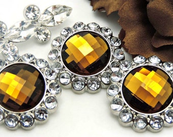 50 Pcs Amber Rhinestone Sewing Buttons – 12.5mm (1/2”) Decorative Resin Shank Buttons For DIY & Clothing - View #10