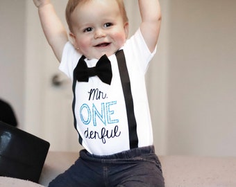 Mr. ONEderful - Mr ONEderful shirt - ONEderful outfit - ONEderful first birthday theme - black and aqua blue ONEderful theme - cursive