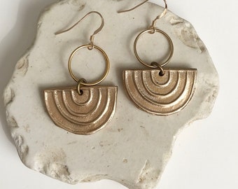 Arc Earrings / Bronze Half Circle Earrings