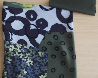 SET OF 2 COUPON FABRICS OF GREEN, BROWN, TAUPE FLORAL