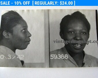 1942 BAD GIRL Booking Photo Mug Shot Original Photo Gap Toothed Woman