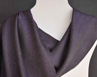 Shawl - Handwoven Black and Purple Tencel