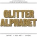 Clip Art Letters & Numbers, Gold Glitter Digital Alphabet and Numbers (Set of 36 Digital Scrapbook Embellishments)