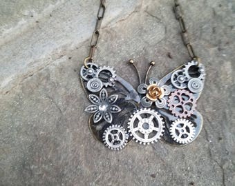 Sale steampunk butterfly necklace 2