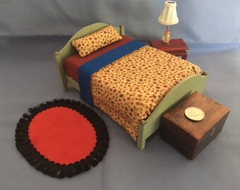 Miniature Bed, Dollhouse Furniture,Wooden Bed