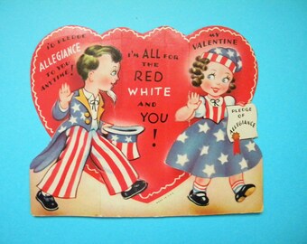 Vintage Valentine's Day Card with Uncle Sam Patriotic Theme Stars and Stripes 4th of July