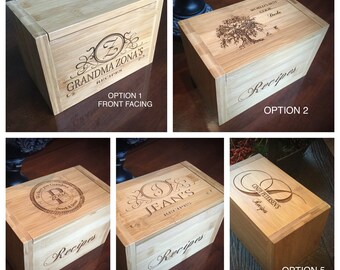 Personalized Wood Recipe Box, Engraved Recipe Box, Custom Wood Recipe Box For Wedding, personalized recipe box, Kitchen Gifts For Mom