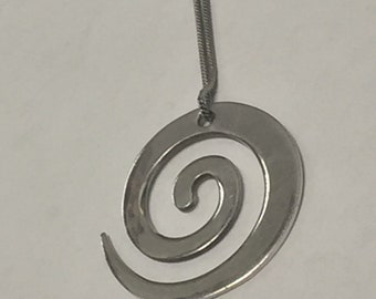 Hammered Sterling Silver Spiral Link Necklace handmade