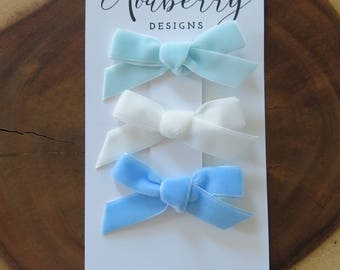 The "Sky" Velvet Bow Set