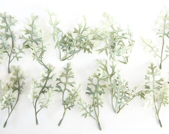 15 Dusty Miller, Silver Oak Leaves - Artificial Dusty Miller, Faux Silver Oak Leaf, Flower Crown Filler - ITEM 0654