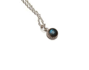 Labradorite sterling silver crown necklace blue flash