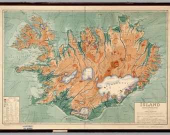 Iceland Map Poster (1928) | Wall decor | Vintage | Island