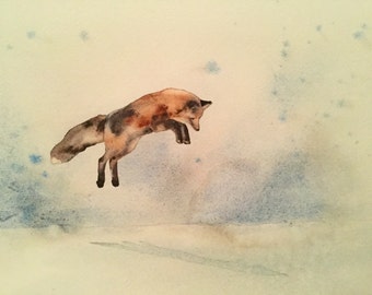 Original Watercolour - jumping Fox