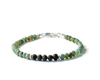Lava Rock and African Jade Aromatherapy Essential Oil Diffuser Bracelet
