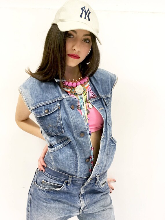 Vintage Denim LOLA DARLING Jumpsuit Jeans Recycled Overall Lee Jeans + Wrangler Jacket Authentic Fading One-of-a-kind Recovery Handmade