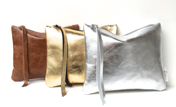 Leather pouch gold, gold leather purse, small leather bag gold