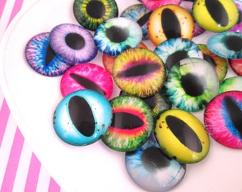 Six 25mm Multicolor Glass Eye Cabochons , Perfect for Halloween #1062