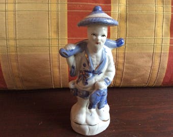 Vintage Porcelain Asian Fisherman