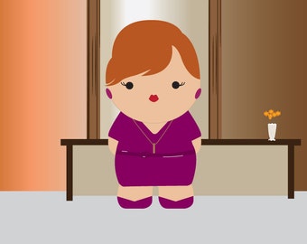 Joan Holloway from MadMen kawaii art digital print